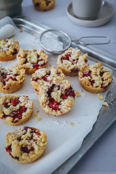 small desserts are on a tray ready to be eaten