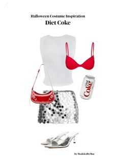 a woman's outfit and shoes are featured in the ad for diet coke, which is