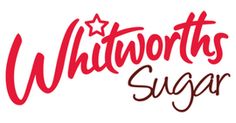 the whitworth's sugar logo is red and white with stars on it