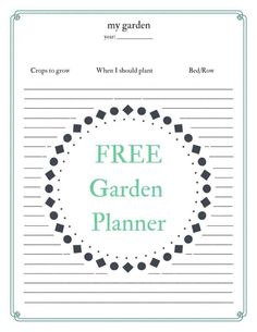 the free garden planner is shown in green and black, with an image of a circular frame