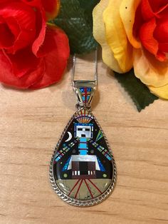 * Multicolored Kachina Inlay Pendant Necklace  *Sterling Silver 925 *Free Shipping  *Jewelry ship in Gift box  All components are solid .925 silver.  Thank You For Looking ,And Check Out More Items In My Etsy Shop For More Great Deals, Also We Add More Jewelry To Etsy Shop regularly www.etsy.com/shop/silverlizzard  PLEASE check the dimensions, before setting the order.  NOTE -Once the parcel gets shipped out, it is usually 3-6 business days for every where in US Please keep in mind that once you Unique Multicolor Inlay Necklace, Multicolor Inlay Pendant Jewelry, Vintage Inlay Pendant Jewelry, Southwestern Sterling Silver Inlay Necklace, Vintage Multicolor Inlay Jewelry, Southwestern Jewelry, 925 Silver, Jewelry Necklace Pendant, 925 Sterling Silver