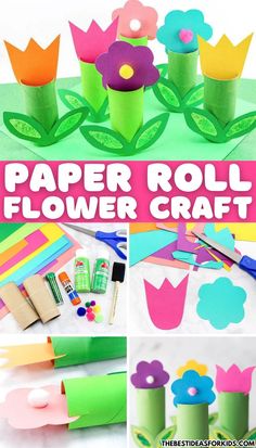 paper roll flower craft with flowers on it