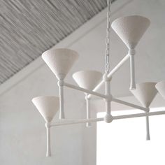 a white chandelier hanging from the ceiling