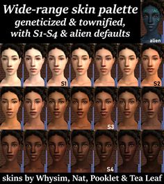 the different types of skin for females are shown in this screenshoter's image