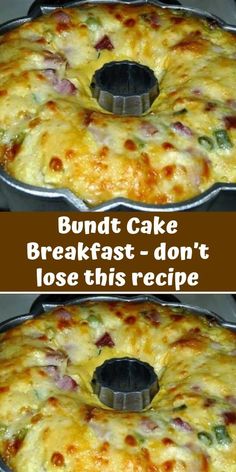 two pans filled with different types of food on top of each other and the words weight watchers bundt cake breakfast