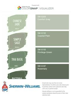 the color scheme for sheryln williams's paint palettes, which are available in