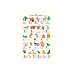 a poster with animals and letters on it