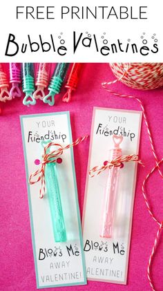 two valentine's day gift tags with twine on them and the text free printable