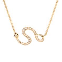 PRICES MAY VARY. 【WONDERFUL PACKAGE】You'll get 1 charm snake pendant necklace in a wonderful box, signatured FETTERO, ready to be given as a gift. Light weight women necklace, suitable for all-day wear, snake design gold necklace, perfect for a wide range of outfits and styles. 【LENGTH & SIZE】16" - 18" adjustable chain necklace, 22.7mm *13.7mm cz snake pendant, the perfect length for any women or teen girls. 【QUALITY MATERIAL】Dainty gold necklace for women, 14k gold palted over brass, Nickle-fre Necklace For Everyday, Hypoallergenic Necklace, Gold Necklace For Women, Animal Necklace, Styles Women, Snake Pendant, Women Pendant, Moon Pendant Necklace, Snake Necklace