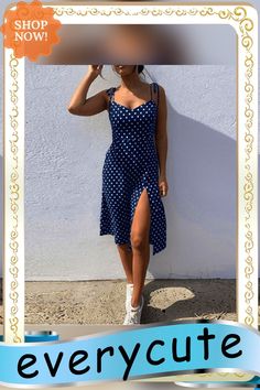 Dresses Summer Women Causal Polka Dot Sleeveless High Pleated Elastic Waist V-neck Beach Dress Vestidos De Verano Summer V-neck Sundress For Picnic, Casual Polka Dot Sundress For Summer, Polka Dot Summer Dress For Picnic, Polka Dot Dresses For Summer Picnic, Sleeveless Polka Dot Sundress For Day Out, Polka Dot Sleeveless Sundress For Day Out, Polka Dot Spaghetti Strap Vacation Dress, Polka Dot Summer Sundress For Beach, Polka Dot Halter Neck Summer Dress