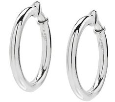 Finish ensembles in classic fashion with this high-polished pair of UltraFine hoops. Designed with a secure clip-on closure, they're a chic choice for the office or off-hours--whether you have pierced ears or not. From UltraFine(R) 950 Silver Nickel-Free Jewelry.  A technologically advanced silver alloy is used to produce UltraFine 950 Silver products, making them tarnish resistant, hypoallergenic, and nickel-free. Modern Clip-on Hoop Earrings For Everyday, Classic Everyday Clip-on Earrings, Classic Clip-on Hoop Earrings, Modern Clip-on Hoop Huggie Earrings, Classic Small Hoop Clip-on Earrings, Classic Round Clip-on Huggie Earrings, Classic Hoop Clip-on Earrings For Everyday, Classic Clip-on Hoop Earrings For Formal Occasions, Classic Clip-on Hoop Earrings For Formal Events