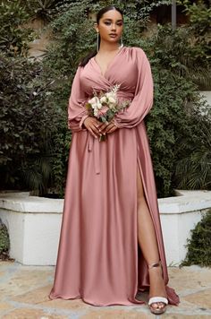 Rose Gold Dress Sleeves, Satin Plus Size Dress, Plus Size Bridesmaid Dresses Flattering, Wedding Dresscode, Plus Size Bridesmaid Dress, Rose Gold Bridesmaid Dress, Lisa Dress, Plus Size Bridesmaid Dresses