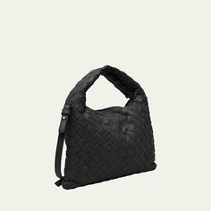 Bottega Veneta "Hop" hobo bag in  intrecciato leather   Top handle  Removable, adjustable crossbody strap Can be worn as a top handle or crossbody bag  Open top with magnetic closure  Approx. 5.7"H x 10"W x 4.3"D Made in Italy Intrecciato Weave Hobo Shoulder Bag For On-the-go, On-the-go Hobo Bag With Braided Handles, Top Handle Hobo Bag For Errands, Top Handle Woven Leather Shoulder Bag For Errands, Evening Top Handle Satchel With Intrecciato Weave, Evening Satchel With Intrecciato Weave And Top Handle, Woven Leather Top Handle Shoulder Bag, Top Handle Hobo Bag With Braided Handles For Errands, Intrecciato Weave Double Handle Bucket Bag