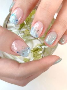 summer Korean nails: soft beach vibe Nail Ink Art, Korean Summer Nail Art, Spring Korean Nails, Summer Korean Nails, Korean Summer Nails, Cute Korean Nail Designs, Korean Spring Nails, Korean Nail Designs, Ink Nails