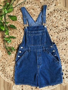 Vintage 90’s Denim Shortalls Overalls by No Boundaries size S Classic Medium Wash Cotton Overall Shortalls, Cotton Medium Wash Shortalls Overalls, Cotton Medium Wash Shortalls, Utility Denim Blue Shortalls For Spring, Denim Blue Utility Shortalls For Spring, Blue Utility Shortalls For Spring, Spring Denim Blue Bib Front Shortalls, Dark Wash Cotton Shortalls With Pockets, Spring Denim Shortalls With Bib Front