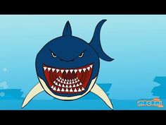 an animated shark with its mouth open