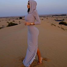 Skirt Street Style, Hood Dress, Hood Style, Long Sleeve Fitted Dress, Split Skirt, Summer Fashion Dresses, Split Maxi Dress, Long Sleeve Casual Dress, Long Dress Casual