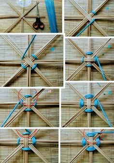 the instructions for how to make an origami snowflake out of bamboo sticks