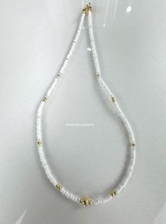 Gold Beaded Necklaces With Colorful Beads For Everyday, Dainty Beaded Necklaces With Gold Beads, Dainty Gold Beaded Necklaces, White Pearl Beaded Necklaces With Gold Beads, Gold Beaded Necklaces With Faceted Beads For Everyday, Minimalist Gold Beaded Necklaces For Jewelry Making, Gold Beaded Necklace With Faceted Beads For Everyday, White Beaded Chain Necklace For Everyday, White Jewelry With Round Beaded Chain