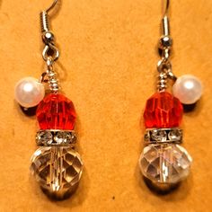 Earrings, Custom Made Santa Hat Christmas Earing Diy, Homemade Jewelry Earrings, Diy Christmas Earrings, Santa Earrings, David Yurman Earrings, Diy Santa, Bead Projects, Multicolor Earrings, Tassels Decor