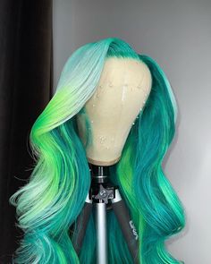 Lace Front Wig Virgin Human Hair Green Ombre 150%Density 18" Baddie Ideas, Event Hairstyles, Highlight Hair, Lace Fronts, Colour Hair, Creative Hair Color, Green Wig, Dyed Hair Inspiration, Barbie Hair