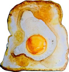 an egg is on top of a piece of bread