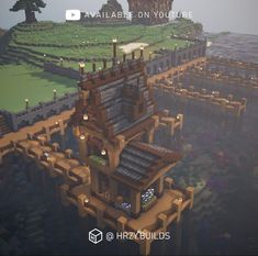 an aerial view of a castle in minecraft