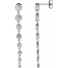 653632 / Set / Lab-Grown Diamond / Pair / 38.1 Mm :: 1 3/4 Ctw / 14K White / Vs, F+ / Friction Backs Included / Polished / 1 3/4 Ctw Graduated Lab-Grown Diamond Earrings Formal Bezel Set Dangle Diamond Earrings, Formal Dangle Diamond Earrings With Bezel Setting, Formal Bezel Set Dangle Jewelry, Formal Dangle Bezel Set Jewelry, Formal Dangle Jewelry With Bezel Setting, Cascade Necklace, Bezel Set Earrings, Diamond Earrings For Women, White Gold Diamond Earrings