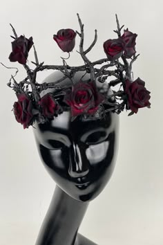 Gothic Crown Dark Roses Dark Fantasy Costumes, Halloween Crown Costume Hat For Fantasy Events, Gothic Wedding Crown, Gothic Costume Hat With Round Crown For Costume Party, Fantasy Halloween Costume Hats With Structured Crown, Gothic Masquerade, Gothic Crown Costume Hat For Halloween, Mystical Crown Costume Hats For Halloween, Dark Crowns