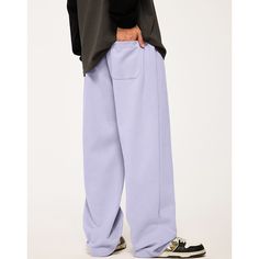 Fall Embroidered Wide-Leg Sweatpants  Material: 62% Cotton + 38% Polyester   Size: S, M, L, XL, Color: Purple, Gray Green  Season: Spring, Fall,   Occasion: Leisure, Outdoor, Daily, Vacation,Fall Outfits Purple Wide Leg Bottoms For Streetwear, Wide Leg Cotton Pants In Solid Color, Solid Color Cotton Wide Leg Pants, Purple Relaxed Fit Wide-leg Pants, Cotton Wide Leg Pants In Solid Color, Purple Relaxed Fit Straight Bottoms, Purple Relaxed Fit Straight Pants, Cotton Wide Leg Full-length Pants In Solid Color, Oversized Solid Wide Leg Pants