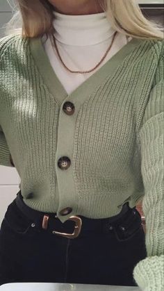 Green Cardigan, Causual Outfits, Crochet Bags, Outfit Casual