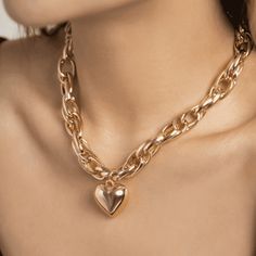 Chunky Heart Necklace – Ringified Jewelry Silver Cuban Link Chain, Gold Cuban Chain, Real Gold Chains, Cuban Chain Necklace, Thick Chain Necklace, Chunky Chain Necklaces, Chain Top, Toggle Necklace, Cross Chain