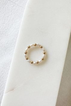 Bead & Pearl Ring – Laine Honolulu Cute Cheap Beaded Rings, Seed Bead Rings, Stretchy Rings, Bead Rings, Preppy Jewelry, White Opal Ring, Beaded Ring, Jewelry Lockets, Beads Bracelet Design