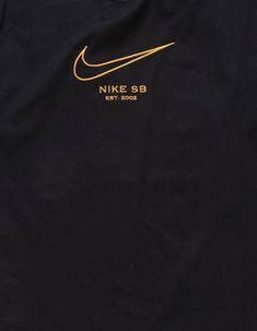 Nike Sb Luxury Embroidered Tee. Embroidery Across Chest. Ribbed Crew Neckline. Loose Fit. Flag Logo At Lower Left Seam. Short Sleeves. 100% Cotton. Machine Wash. Imported. Tee Embroidery, Nike Tee, Embroidered Tee, Flag Logo, Nike Tees, Nike Sb, Nike Logo, Mens Tees, Black Tee