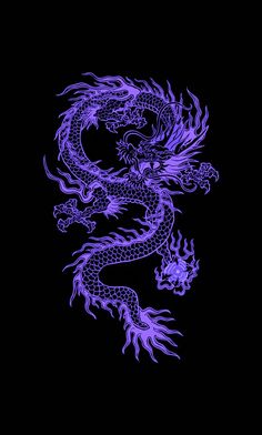 a purple dragon on a black background