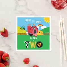 there is a card with the words on it next to strawberries and strawberries