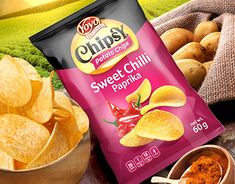 chipsy sweet chili and potato chips are on the table