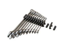 a set of wrenches and other tools on a white background