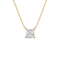 Your perfect daily go-to. This solitaire necklace features a white gold chain and princess-cut diamond on a four-prong basket. Its subtle sparkle delivers a clean, classy look that complements any ensemble. The timeless appeal of this minimalist diamond solitaire necklace also makes it the perfect gift. Brilliant Cut Diamond Solitaire Necklace In Yellow Gold, Formal Princess Cut Diamond Solitaire Necklace, Classic Princess Cut Solitaire Necklace Gift, Princess Cut Diamond Solitaire Necklace, Everyday Luxury Gold Solitaire Diamond-cut Necklace, White Gold Chain, Solitaire Necklace, Diamond Solitaire Necklace, White Gold Chains