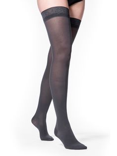 Style Soft Opaque hosiery blends a fashionable opaque look with long-lasting microfiber softness for your professional and everyday wear.; Fashionable opaque hosiery for professional and everyday wear; Lasting microfiber softness and excellent moisture management; Double-covered inlay yarns provide comfort and allow product to easily glide on and off; Comfortable Sensinnov ® top band prevents slipping Sore Legs, Heavy Legs, Professional Wear, Top Band, Sheer Fashion, Womens Maternity, Compression Socks, Medium Long, Thigh High