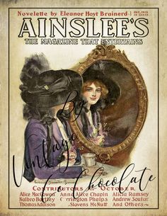 an advertisement for the magazine, which features two women in hats looking into a mirror