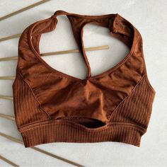 Brand New Never Worn. Brand Marked To Prevent In Store Returns. Brown Sports Bra Outfit, Sporty Brown Sports Bra For Gym, Sporty Seamless Brown Activewear, Fitted Brown Sports Bra, Brown Stretch Crop Top With Built-in Bra, Free People Intimates, Fp Movement, Sports Bra Sizing, Women's Intimates