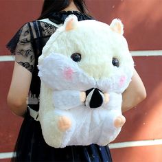 Cute kawaii cartoon plush backpacks SE6935 – SANRENSE Kawaii White Backpack For Students, Cute White Backpack For Back To School, Cartoon Hamster, Kawaii Hamster, Hamster Plush, Kawaii Backpack, Tropical Leaves Pattern, Luxury Duvet Covers, Plush Backpack