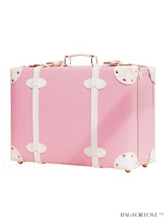 BagForLove - Urecity Womens Vintage Leather Carry-on Trunk Suitcase - Stylish Mini Travel Case with Shoulder Strap Rectangular Pink Travel Case, Portable Pink Travel Case, Portable Pink Rectangular Luggage, Vintage Pink Travel Bags, Trunk Suitcase, White Luggage, Pink Luggage, Quince Decorations, Polyvinyl Chloride