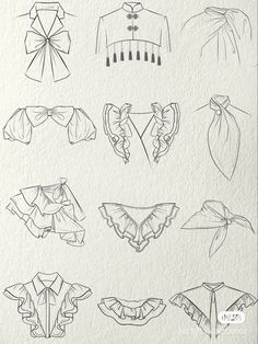 some drawings of different types of clothes