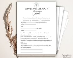 a printable remodeling agreement is shown on top of three papers next to a dried plant