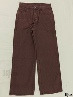 Bjux - Cropped Boyfriend Jeans in Brown Denim with Loose Baggy Fit and Straight Legs for Women, featuring Zipper Button Closure and Elegant Plain Design - Womens Denim Apparel Brown Denim, Cropped Boyfriend Jeans, Womens Denim, Denim Details, Plain Design, Women Denim Jeans, Baggy Fits, Boyfriend Jeans, Denim Women