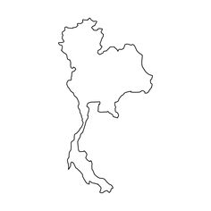 an outline map of the country of thailand