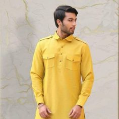 WELCOME TO MY SHOP STYLEASHRA Give yourself a best ethnic look by wearing this Top / kurta pajama  Made of rich cotton blend fabric this regular-fit set comprises a full-sleeved Indian Long kurta/ kurta This outfit with mojris will look apart on special occasions. material l :100%Cotton Color : Yellow Length : 40 inch Shirt Chest is measurement for shirt (not body) As per standard, for best loose fitting 5" inches gap should be there between actual chest size and shirt chest size Size chart is below Men's Sizes Actual Body Chest - Ready Shirt Chest i Add 5" Inches Lose Fitting Fabric Armhole To Armhole. XS - 31" Inches 36" Inches S - 35" Inches 40" Inches M - 37" Inche 42" Inches L - 39" Inches 44" Inches XL - 43" Inches 48" Inches 2XL - 47" Inches 52" Inches 3XL - 51" Inches 56" Inches 4X Casual Long Sleeve Kurta With Dabka, Casual Yellow Kurta For Festive Season, Yellow Casual Kurta For Festive Occasion, Casual Yellow Kurta For Eid, Casual Yellow Straight Kurta, Casual Long Sleeve Yellow Kurta, Casual Yellow Long Sleeve Kurta, Casual Kurta With Dabka Work For Eid, Casual Fitted Kurta For Diwali