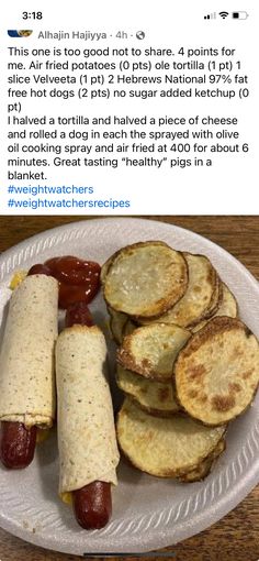 a white plate topped with food on top of a wooden table